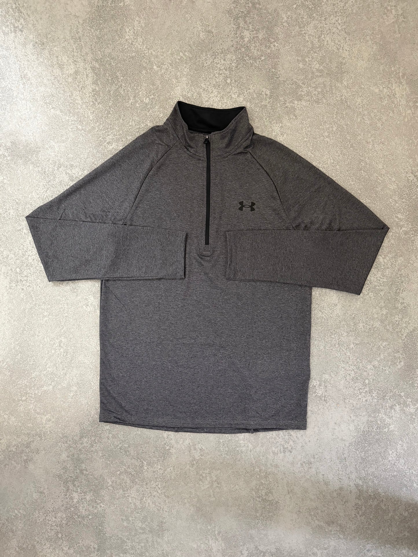 UA DARK GREY TECH HALF ZIP TOP
