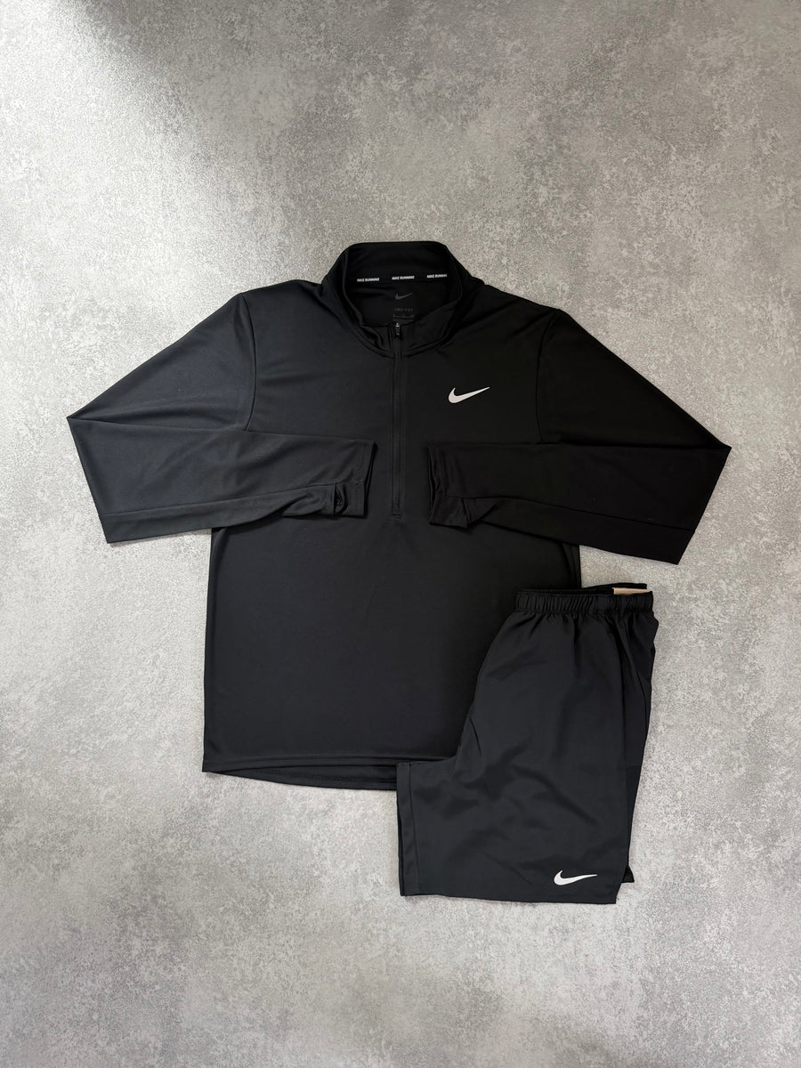 NIKE BLACK HALF ZIP SHORT SET