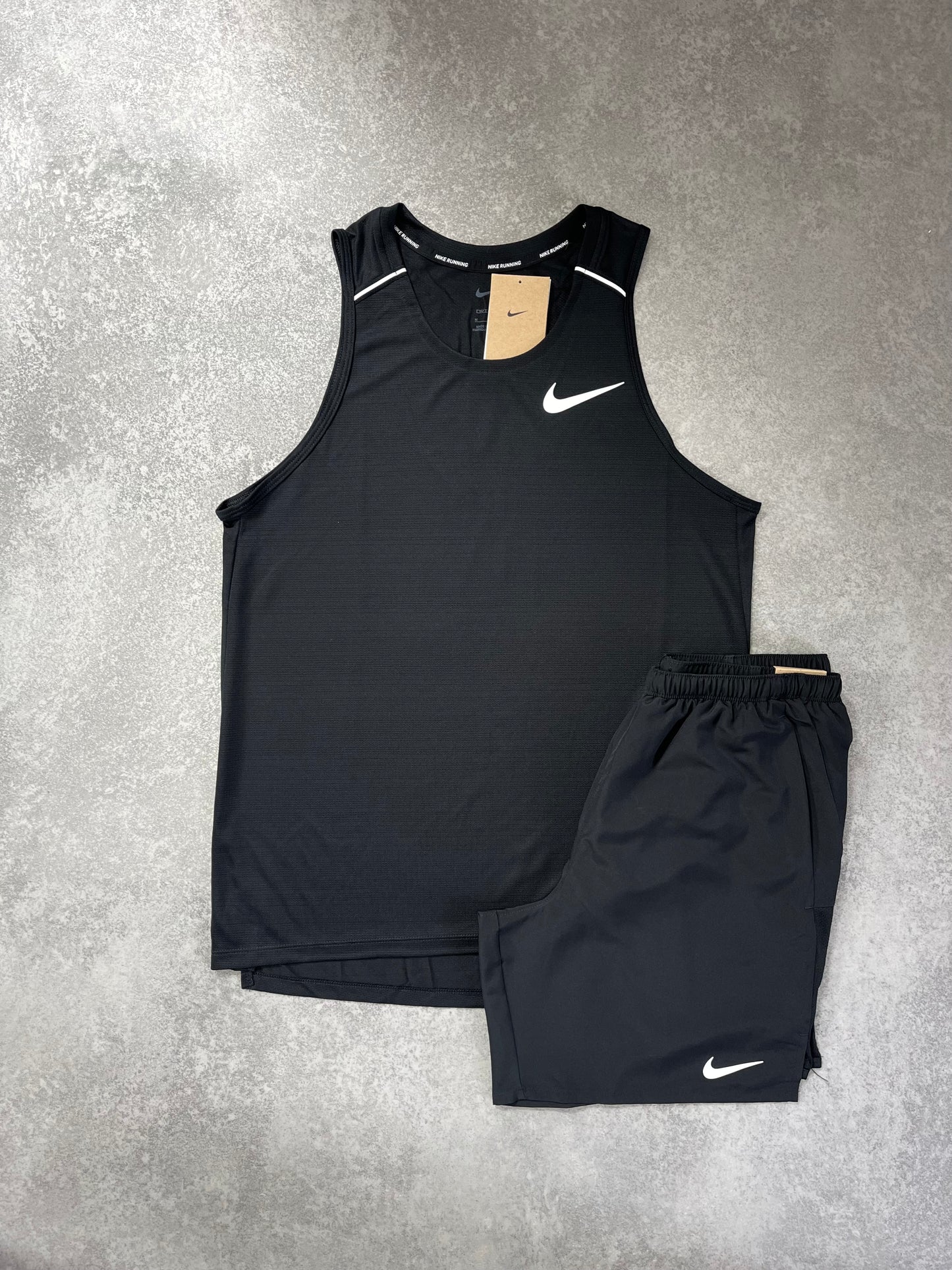 NIKE Black Miler Vest Short Set