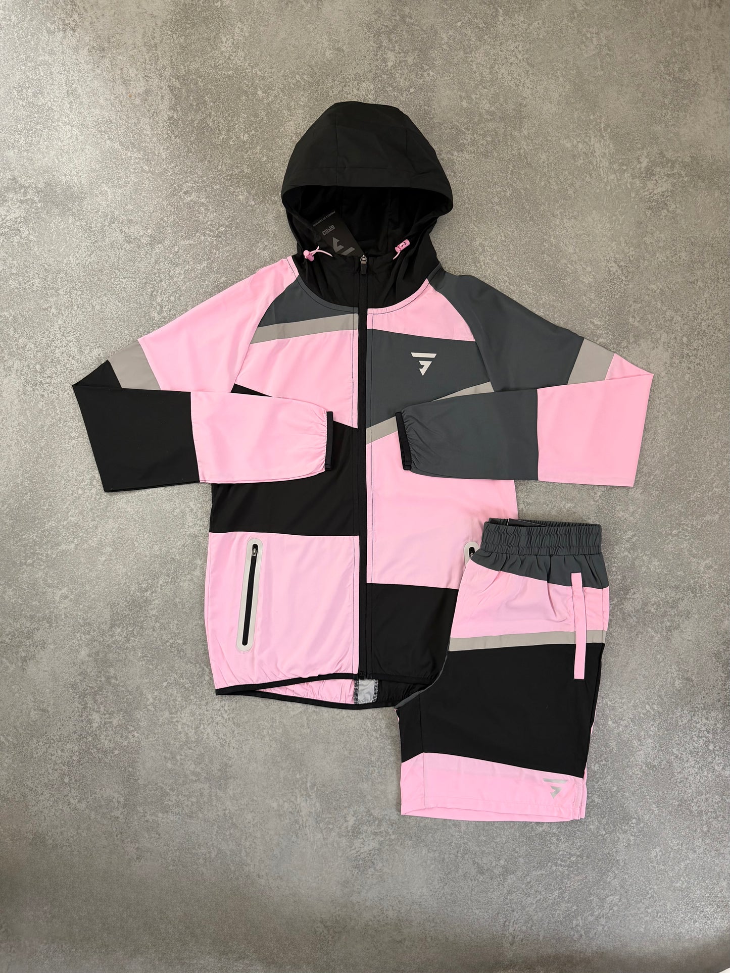 Griid Pink Panel Jacket Short Set