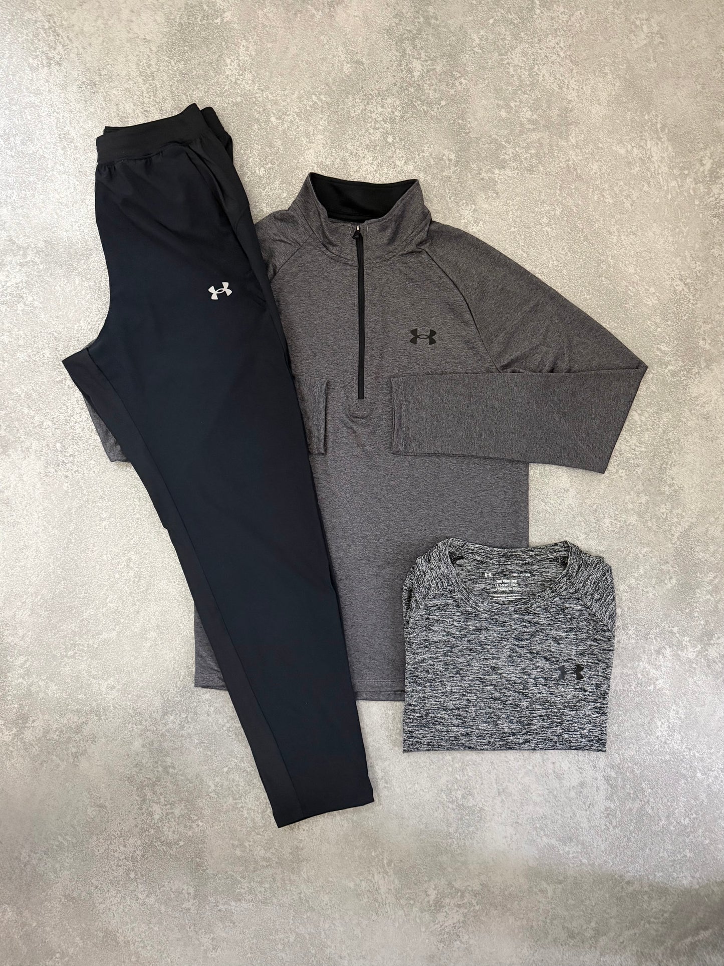UA GREY PATTERN 1/4 ZIP TRIPLE SET