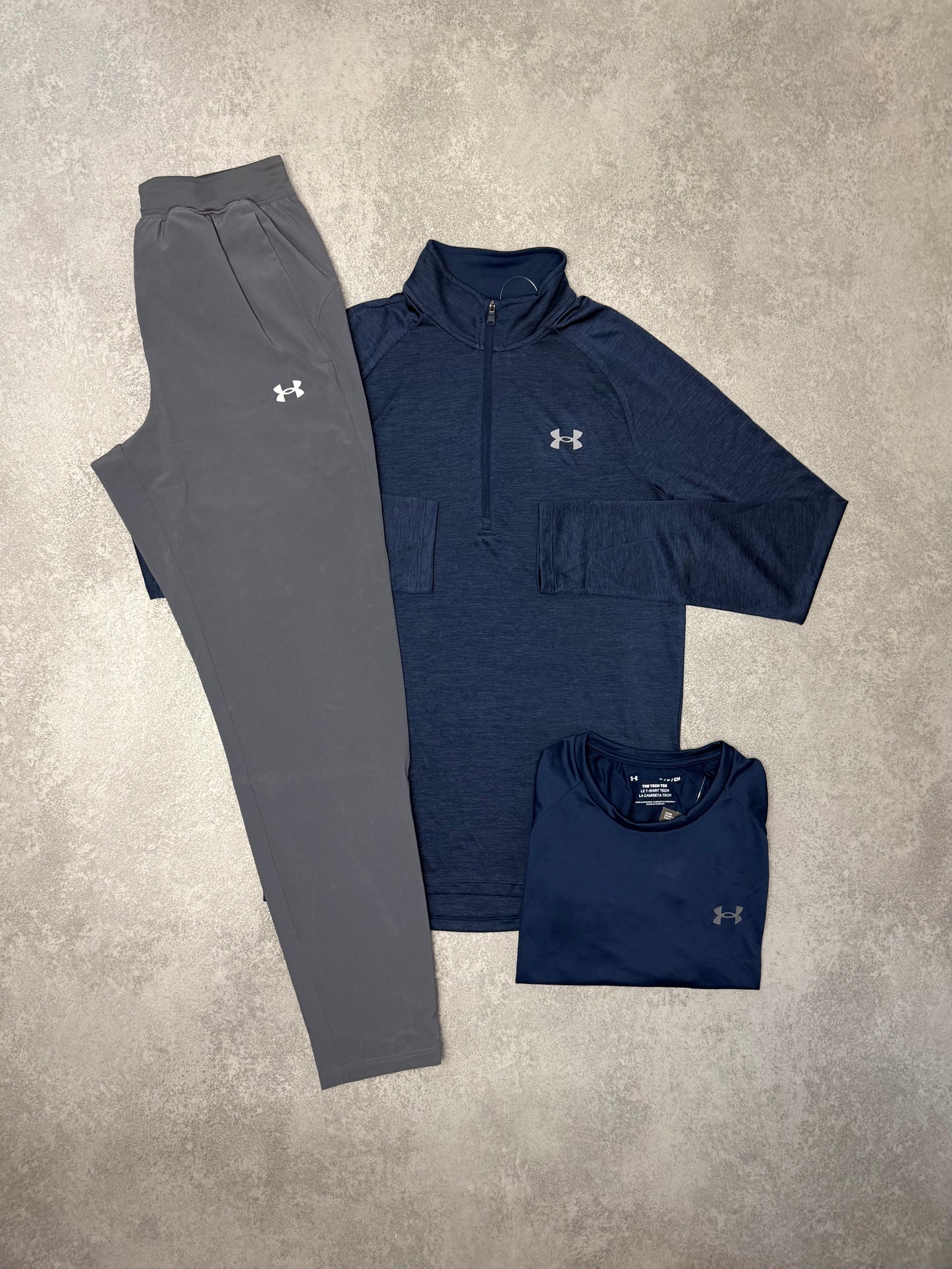 UA NAVY 1/4 ZIP TRIPLE SET