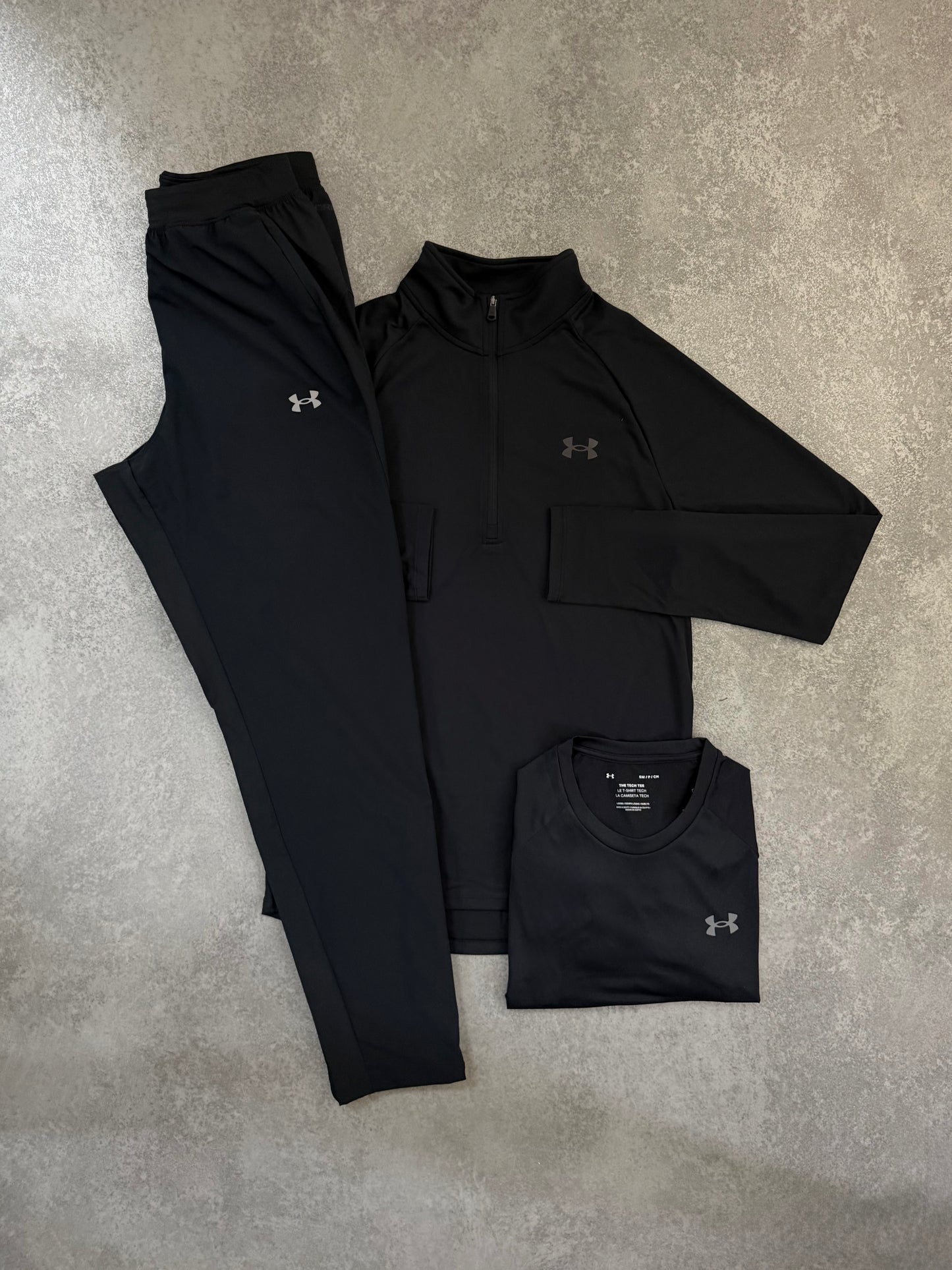 UA BLACK 1/4 ZIP TRIPLE SET