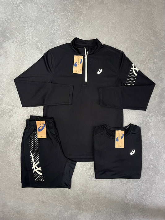 ASICS Black Core Half Zip Triple SET