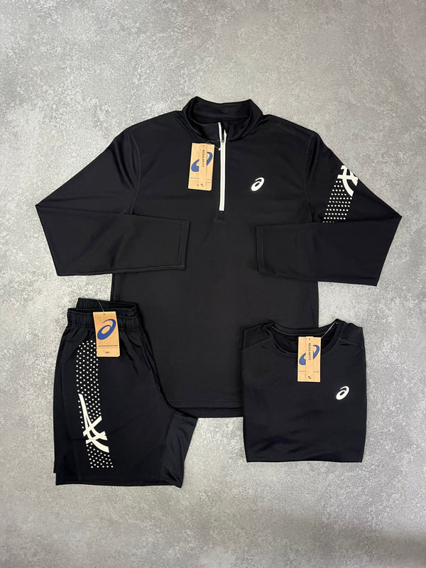ASICS Black Core Half Zip Triple SET