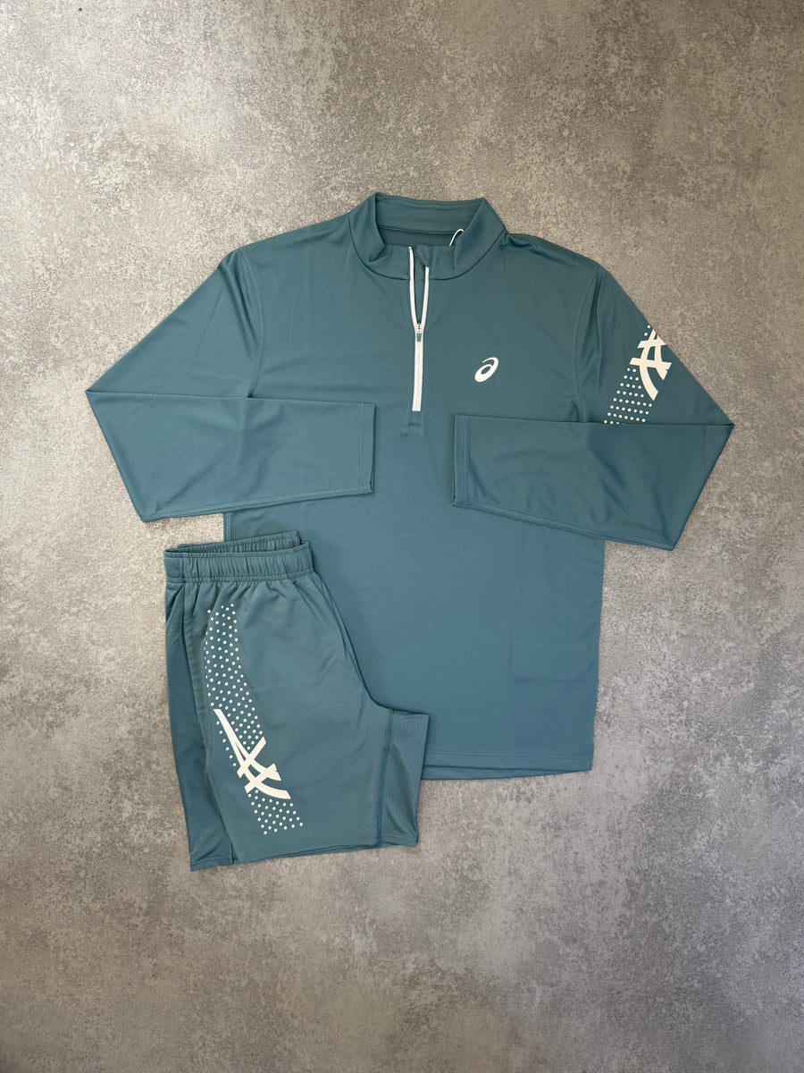 Teal Icon Half Zip Set