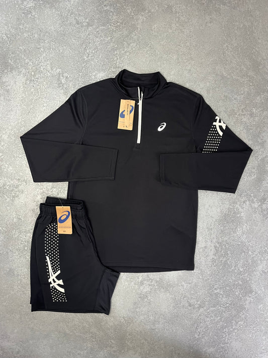 ASICS Black Core Half Zip Short SET