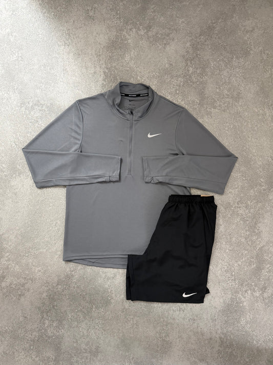 Nike Half Zip Short Set Grey