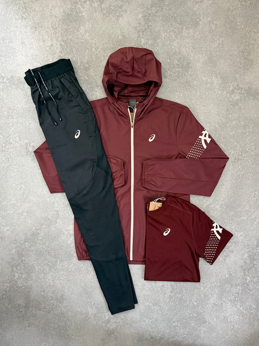 ASICS Burgundy Jacket Triple SET