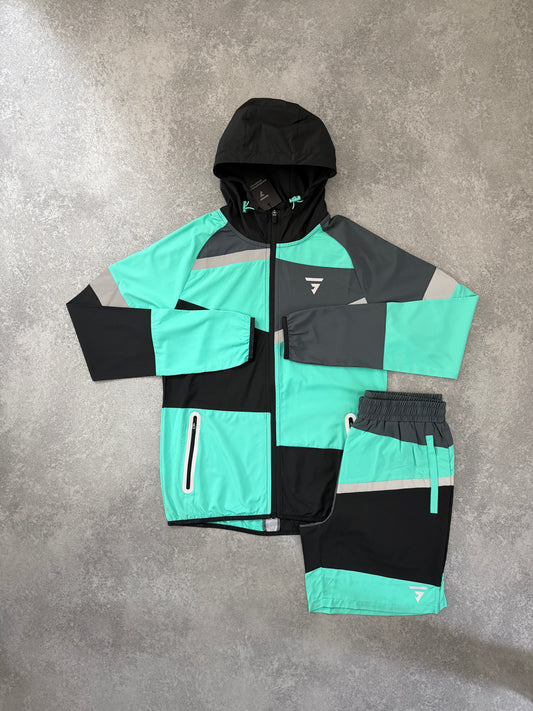 Griid Mint Panel Jacket Short Set