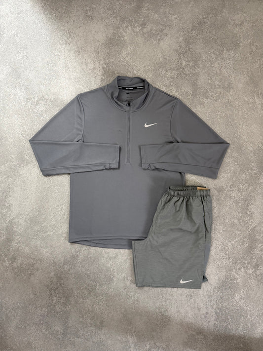 Nike Half Zip Short Set Grey
