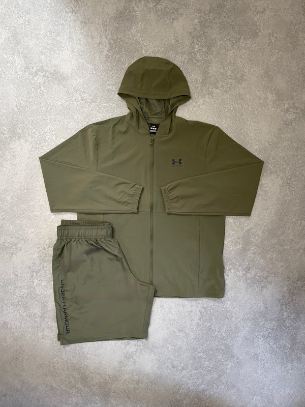 UA KHAKI STORM JACKET SHORT SET