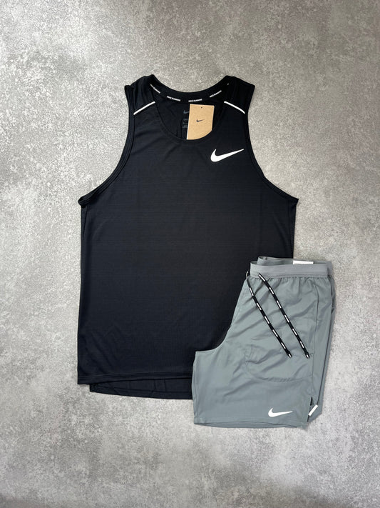 NIKE Black Miler Vest Short Set