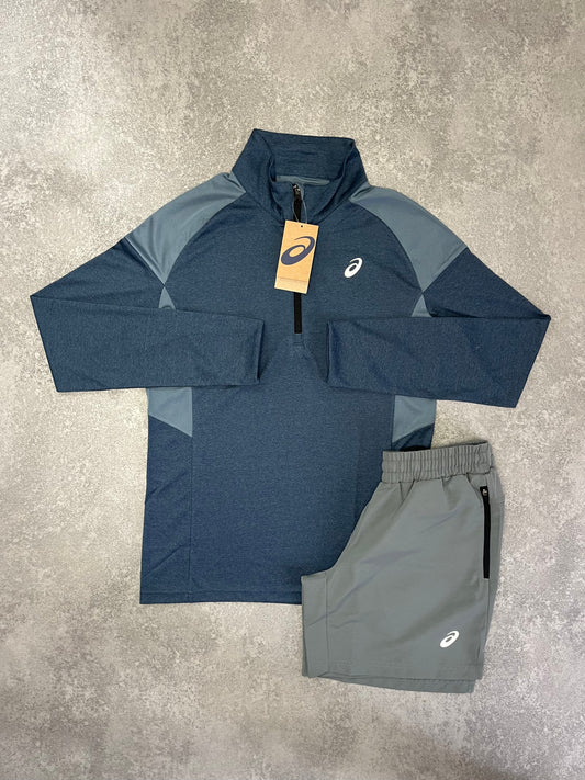 ASICS Blue Half Zip Short SET