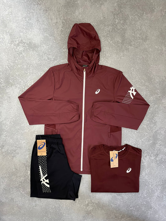 ASICS Burgundy Jacket Triple SET