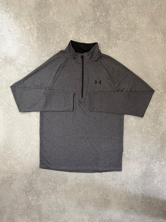 UA DARK GREY TECH HALF ZIP TOP
