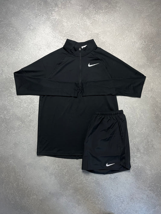 Black 1/4 ZIP Short SET