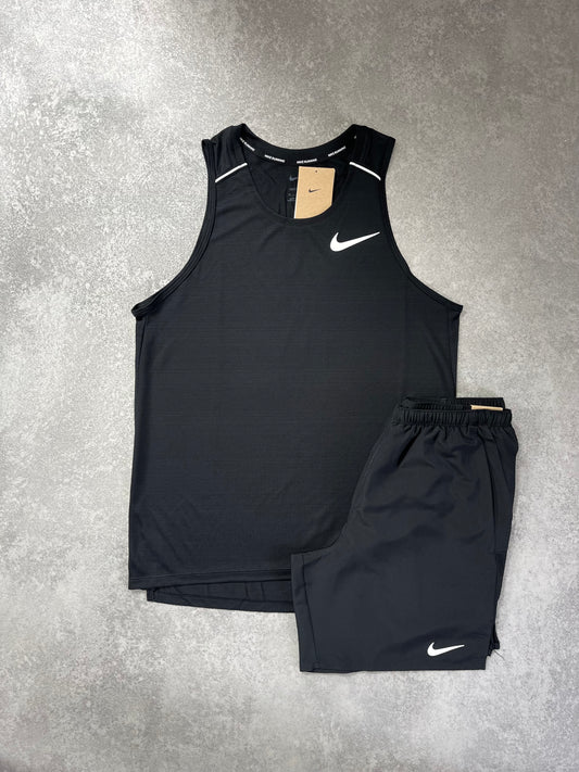NIKE Black Miler Vest Short Set