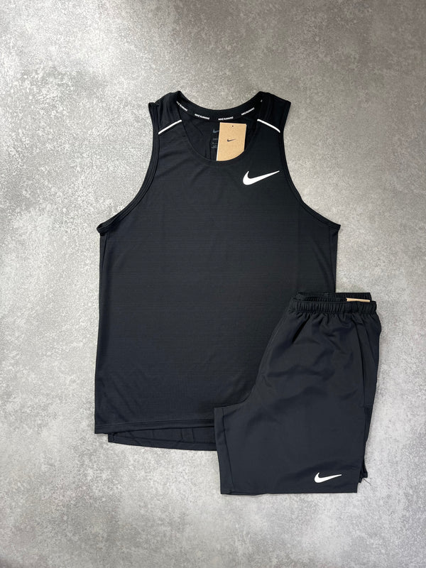 NIKE Black Miler Vest Short Set