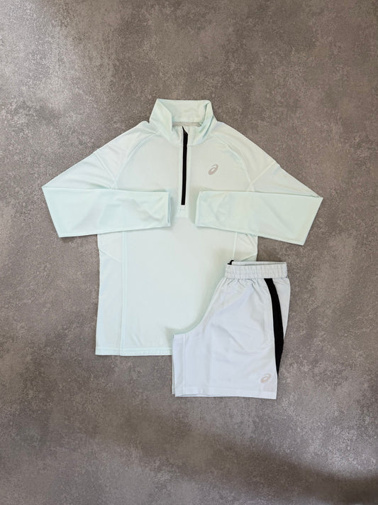 ASICS Ghost White Half Zip Short SET