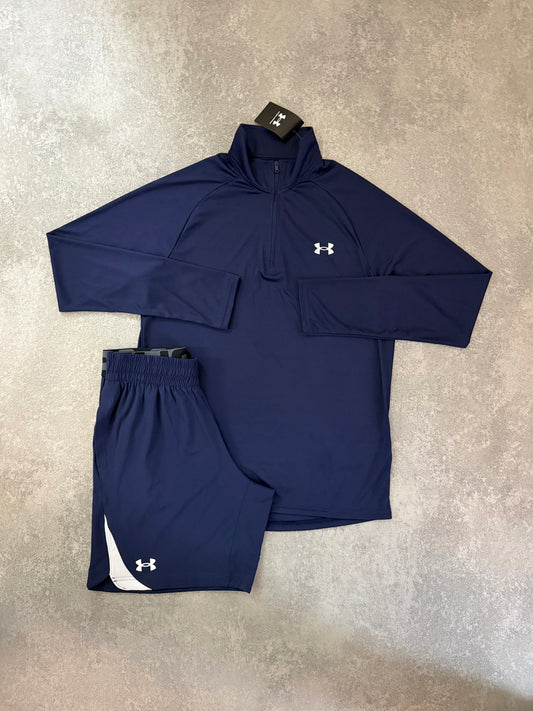 UA NAVY 1/4 ZIP SET