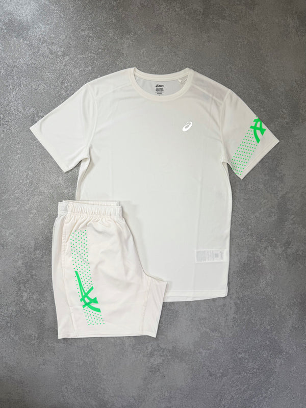 White and Vital Green Short Set