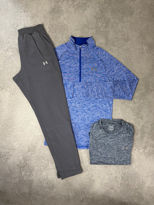 UA BLUE PATTERN 1/4 ZIP TRIPLE SET