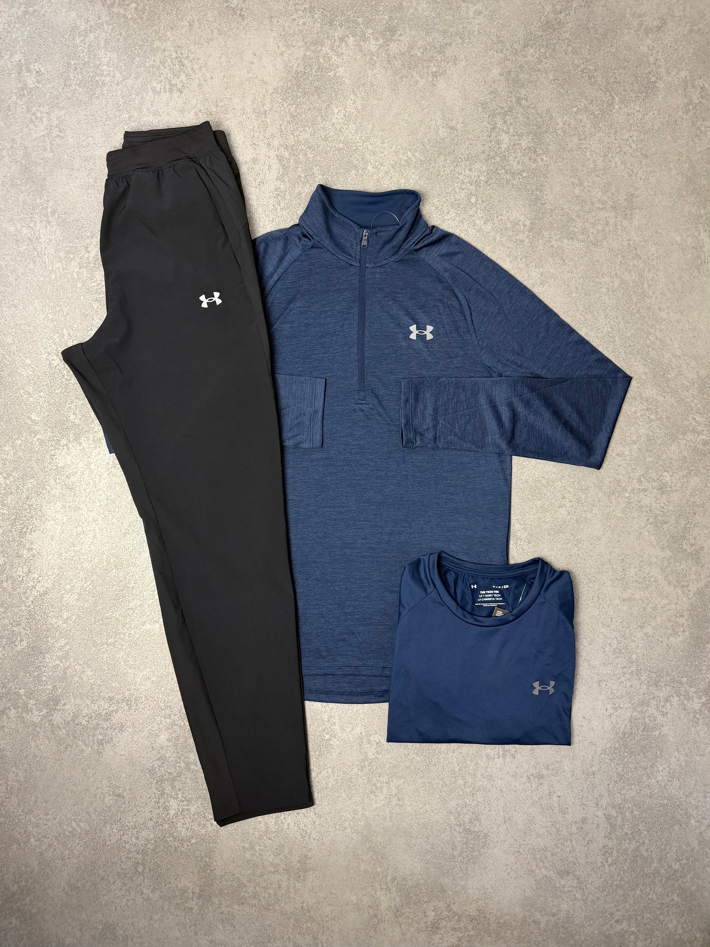 UA NAVY 1/4 ZIP TRIPLE SET
