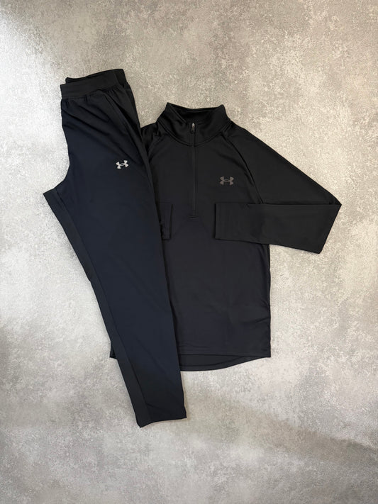 UA BLACK 1/4 ZIP SET