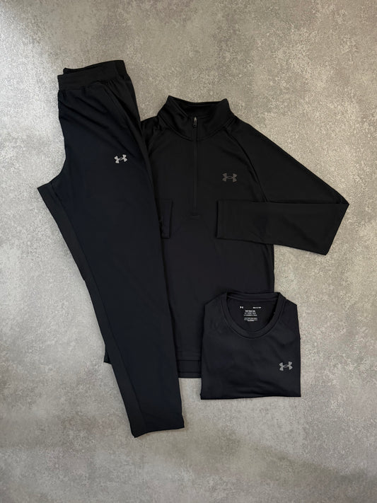 UA BLACK 1/4 ZIP TRIPLE SET