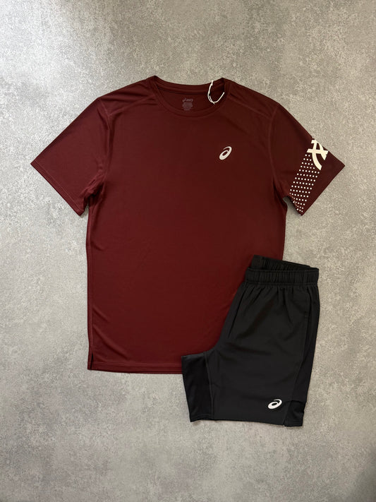 ASICS BURGUNDY ICON SHORT SET