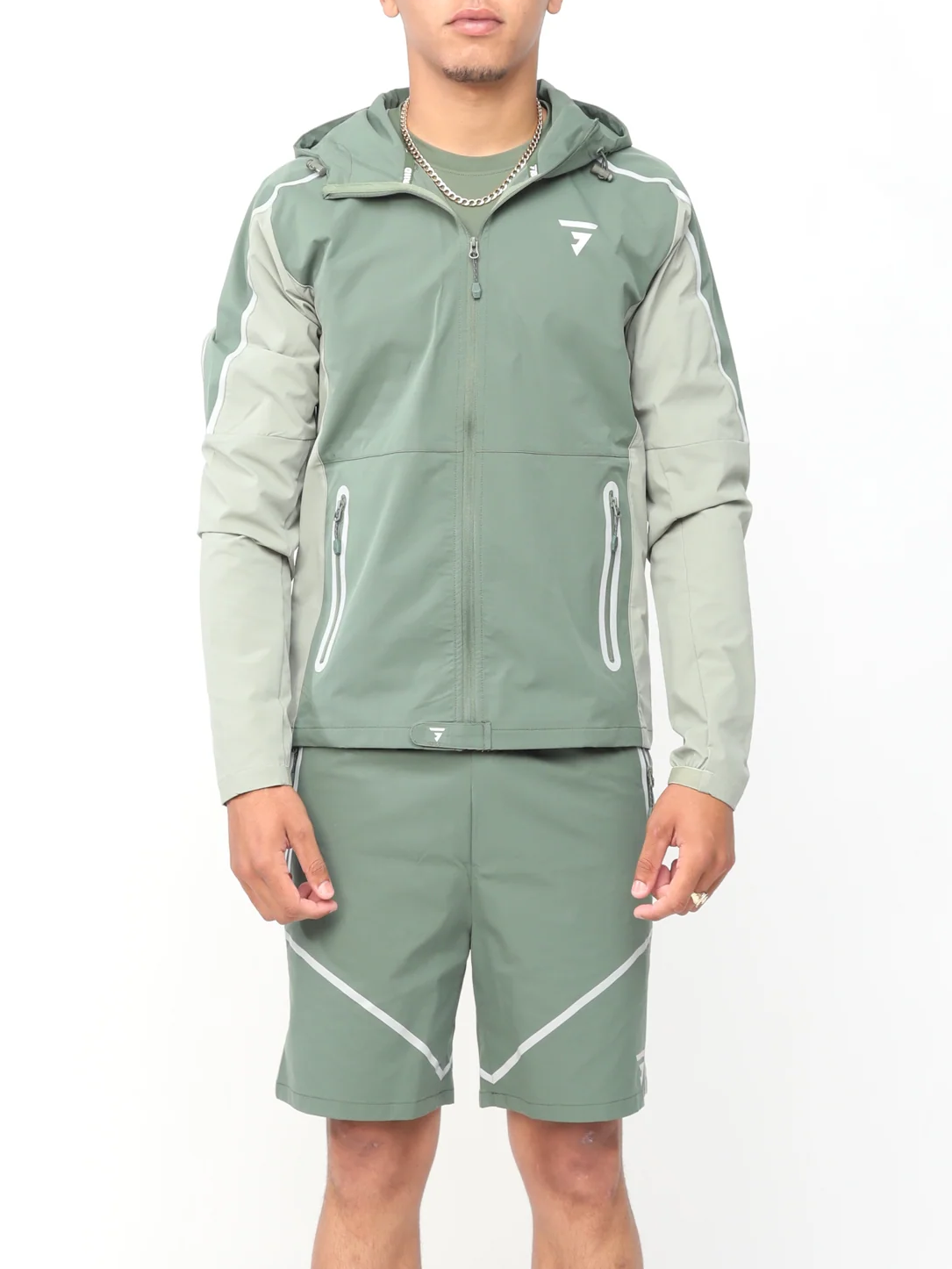 Reflect Jacket - Khaki/Forest Green Short Set
